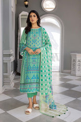 3-PC Unstitched Printed Lawn Shirt with Chiffon Dupatta and Trouser CP4-026