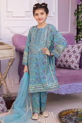 3-pc Shifli Printed Shirt with Straight trouser & Net Dupttaa CKP23-06
