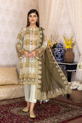 3-Pc Printed Lawn Unstitched With Chiffon Dupatta CP22-77