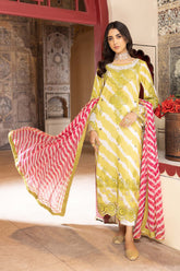 3-Pc Lawn Long Shirt With Shifli Straight Trouser and Printed Dupatta EDP23-10