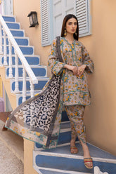 3-Pc Digital Printed Lawn Shirt With Printed Tulip Trouser and Chiffon Dupatta CPM23-36