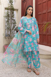 3-Pc Digital Printed Lawn Shirt With Lawn Trouser and Chiffon Dupatta CPM23-60