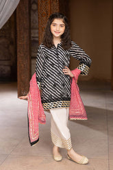 3-Pc Plain Lawn Shirt With Plain Lawn Trouser and Chiffon Printed Dupatta CKP23-11