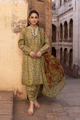 3-Pc Digital Printed Shirt With Chiffon Dupatta and Tulip Shalwar FFP23-04