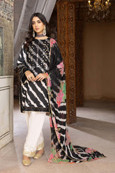 3-Pc Lawn Long Shirt With Lawn Printed Trouser and Printed Dupatta EDP23-12B