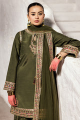3-PC Embroidered Raw-Silk Suit CMA-5-011