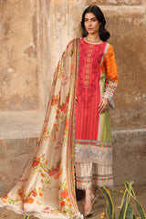 3-PC Embroidered Lawn Shirt with Embroidered Chiffon Dupatta and Trouser BAS5-03