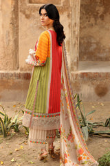 3-PC Embroidered Lawn Shirt with Embroidered Chiffon Dupatta and Trouser BAS5-03