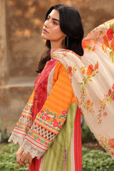 3-PC Embroidered Lawn Shirt with Embroidered Chiffon Dupatta and Trouser BAS5-03