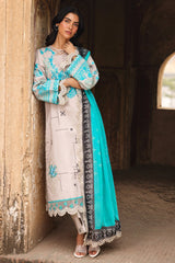 3-PC Embroidered Lawn Shirt with Embroidered Chiffon Dupatta and Trouser CIN5-05
