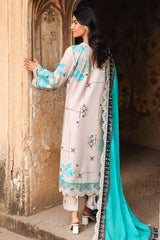 3-PC Embroidered Lawn Shirt with Embroidered Chiffon Dupatta and Trouser DSCC4-14