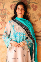 3-PC Embroidered Lawn Shirt with Embroidered Chiffon Dupatta and Trouser CIN5-05