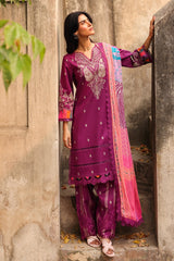 3-PC Embroidered Lawn Shirt with Embroidered Chiffon Dupatta and Trouser BAS5-04