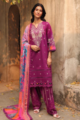 3-PC Embroidered Lawn Shirt with Embroidered Chiffon Dupatta and Trouser BAS5-04