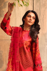 3-PC Embroidered Lawn Shirt with Embroidered Chiffon Dupatta and Trouser DSCC4-15