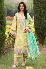 3-PC Embroidered Lawn Shirt with Embroidered Chiffon Dupatta and Trouser DSRB4-03