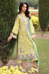 3-PC Embroidered Lawn Shirt with Embroidered Chiffon Dupatta and Trouser DSRB4-03