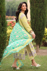 3-PC Embroidered Lawn Shirt with Embroidered Chiffon Dupatta and Trouser DSRB4-03