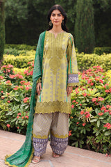 3-PC Embroidered Lawn Shirt with Embroidered Chiffon Dupatta and Trouser BAS5-09