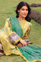 3-PC Embroidered Lawn Shirt with Embroidered Chiffon Dupatta and Trouser BAS5-09