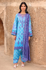 3-PC Embroidered Lawn Shirt with Embroidered Chiffon Dupatta and Trouser CIN5-07