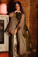 3-PC Embroidered Chiffon Suit CMA-5-114A