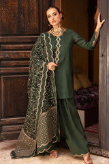 3-PC Embroidered Raw-Silk Suit CMA-5-139 GREEN