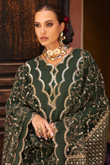 3-PC Embroidered Raw-Silk Suit CMA-5-139 GREEN