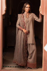 3-PC EMBROIDERED RAW-SILK SUIT CMA-5-130