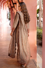 3-PC EMBROIDERED RAW-SILK SUIT CMA-5-130