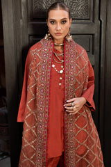 3-PC EMBROIDERED RAW-SILK SUIT CMA-5-140