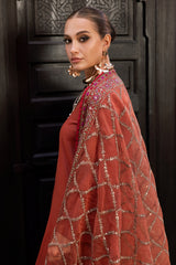 3-PC EMBROIDERED RAW-SILK SUIT CMA-5-140