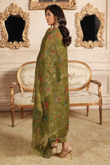 3-PC Embroidered Organza Shirt with Embroidered Organza Dupatta and Trouser CMA-4-075