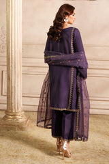 3-PC Embroidered Raw-Silk Shirt with Embroidered Organza Dupatta and Trouser CMA-4-082