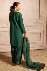 3-PC Embroidered Raw-Silk Shirt with Embroidered Organza Dupatta and Trouser CMA-4-077