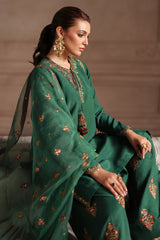 3-PC Embroidered Raw-Silk Shirt with Embroidered Organza Dupatta and Trouser CMA-4-077