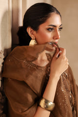 3-PC Embroidered Organza Shirt with Embroidered Organza Dupatta and Trouser CMA-4-084