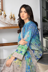 3-PC Unstitched Embroibered Lawn Suit with Embroidered Chiffon Dupatta CCS4-24 (Copy)