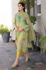 3-PC Unstitched Embroibered Lawn Suit with Embroidered Chiffon Dupatta CCS4-26