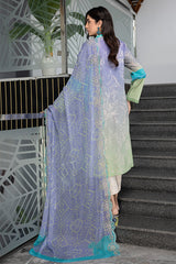 3-PC Unstitched Embroibered Lawn Suit with Embroidered Chiffon Dupatta CCS4-29