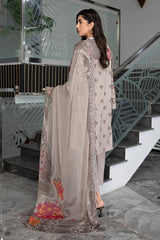 3-PC Unstitched Embroibered Lawn Suit with Embroidered Chiffon Dupatta CCS4-30