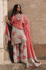 3-Pc Unstitched Embroidered Printed Chiffon Collection VSL6-09
