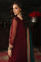 3 Pc Embroidered Dyed Chiffon CA26-05