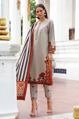 3-PC Unstitched Embroidered Linen Collection ANW6-05