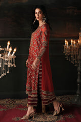 3 Pc Embroidered Dyed Chiffon CA26-03