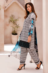 3-PC Printed Cotton Shirt with Chiffon Dupatta and Trouser CPM-4-055