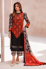3-PC Unstitched Printed Lawn Shirt with Chiffon Dupatta and Trouser CP4-60