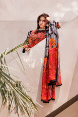 3-PC Unstitched Printed Lawn Shirt with Chiffon Dupatta and Trouser CP4-60