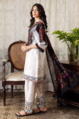 3-PC Unstitched Embroidered Lawn Shirt with Embroidered Chiffon Dupatta and Trouser CRN4-12