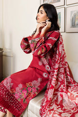 3-PC Unstitched Embroidered Lawn Shirt with Embroidered Chiffon Dupatta and Trouser CRN4-14